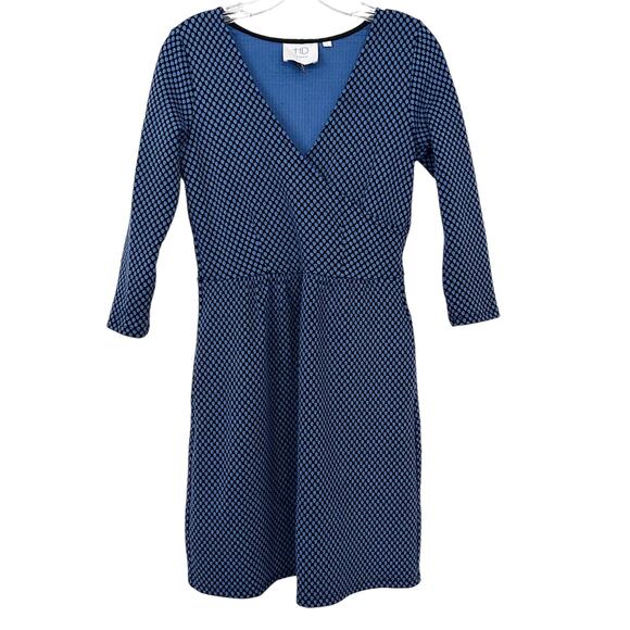Anthropologie HD in Paris Blue Black Long Sleeve Dress Sz XS - Picture 1 of 6